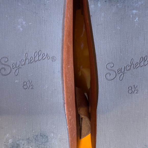 SEYCHELLES Monogram Flatform Brown Pebbled Leather Sandals Size 8.5 - Picture 7 of 12